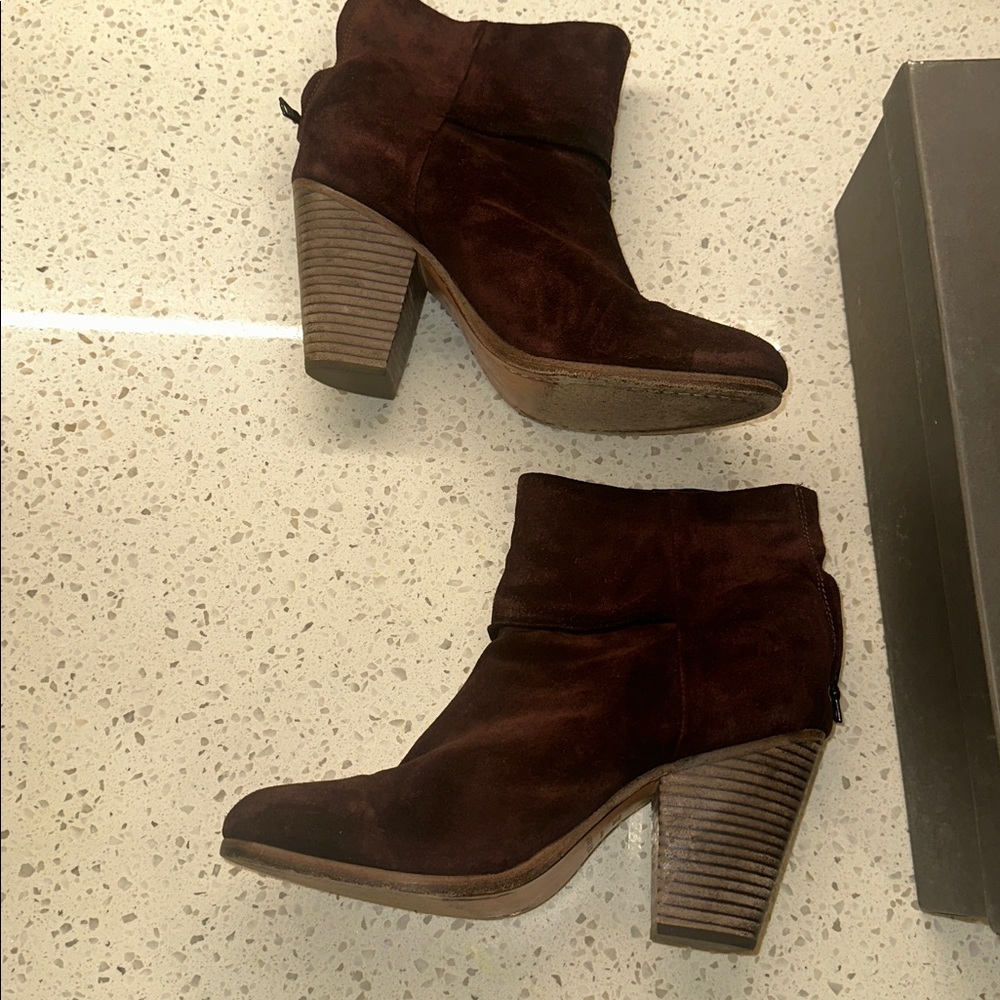 rag & bone Classic Newbury Burgundy  Suede Boots with box